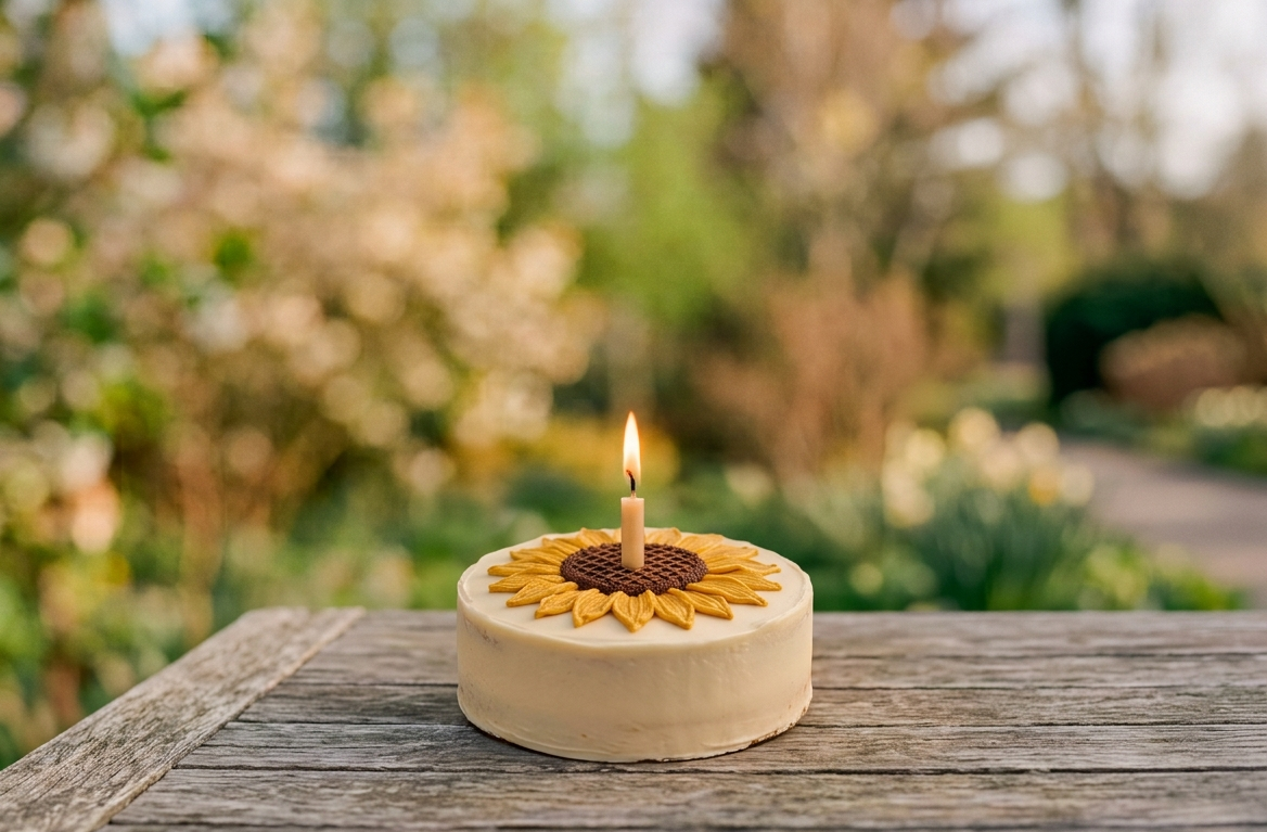 A single birthday candle burning warmly, a quiet tribute to a child's birthday after suicide loss.